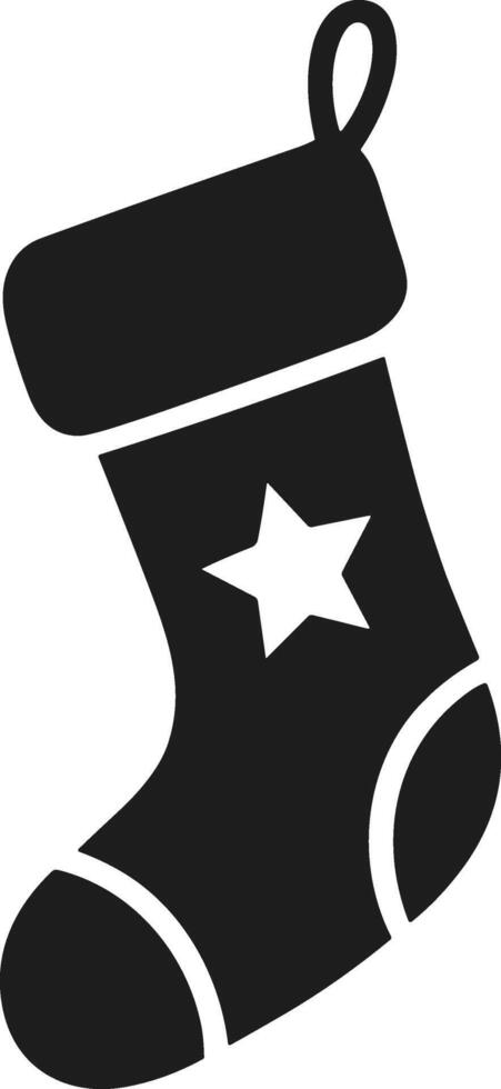 Minimal Star Christmas Stocking Silhouette for Festive Designs vector