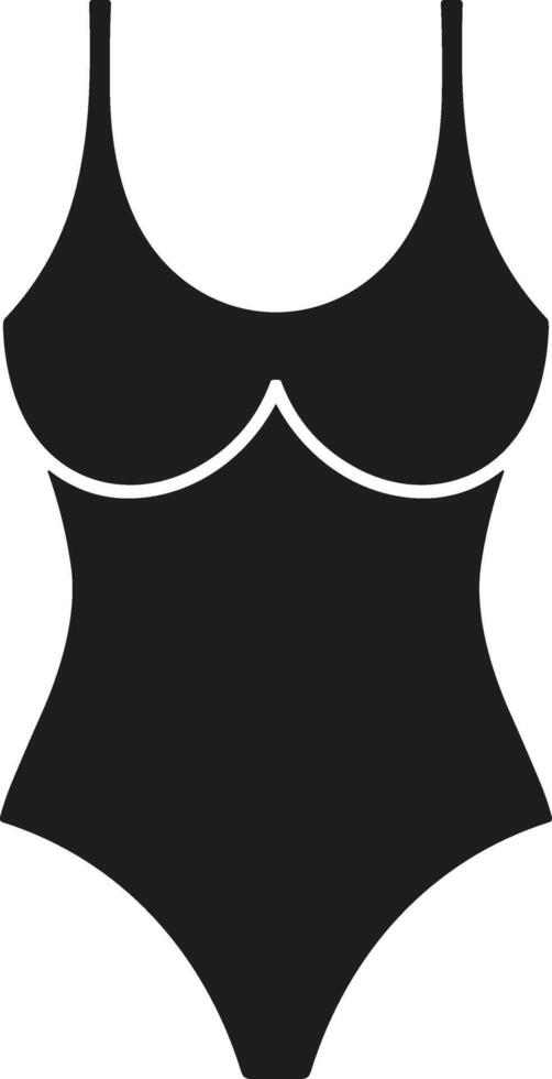 One-Piece Swimsuit Silhouette - Elegant Swimwear for Summer Fashion and Beach Design vector