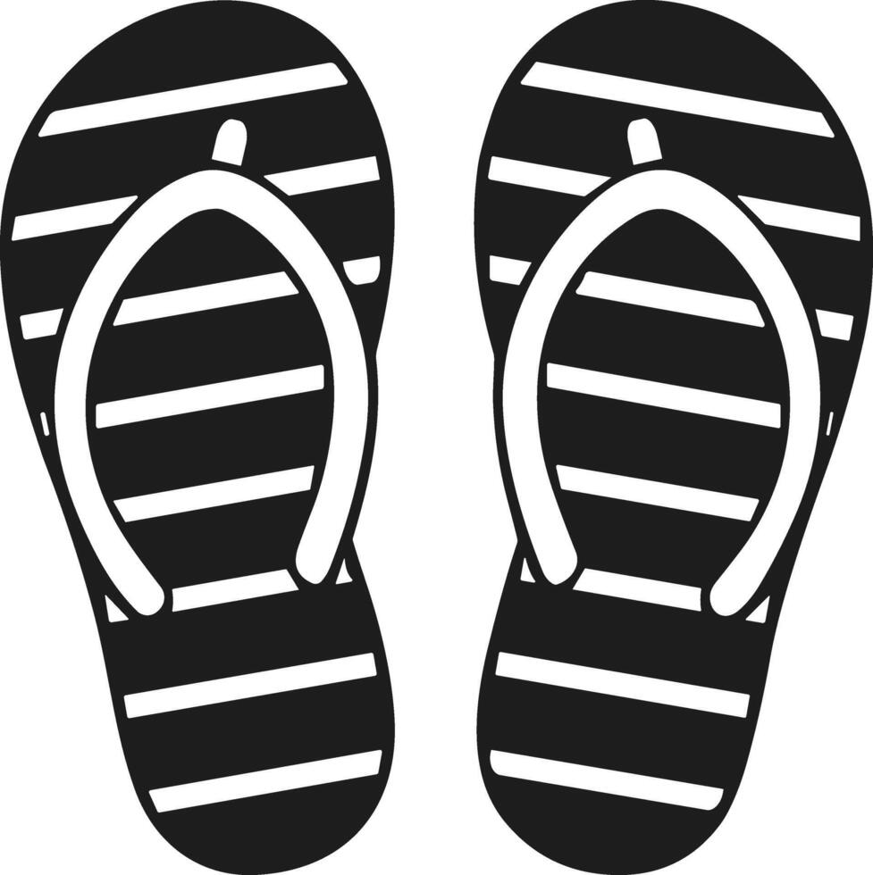 Striped Flip-Flop Silhouette - Beach Sandals for Summer Travel and Vacation Themes vector