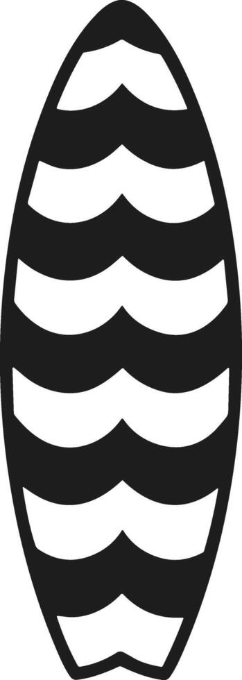 Wave Pattern Surfboard Silhouette - Modern Tropical Beach Design vector