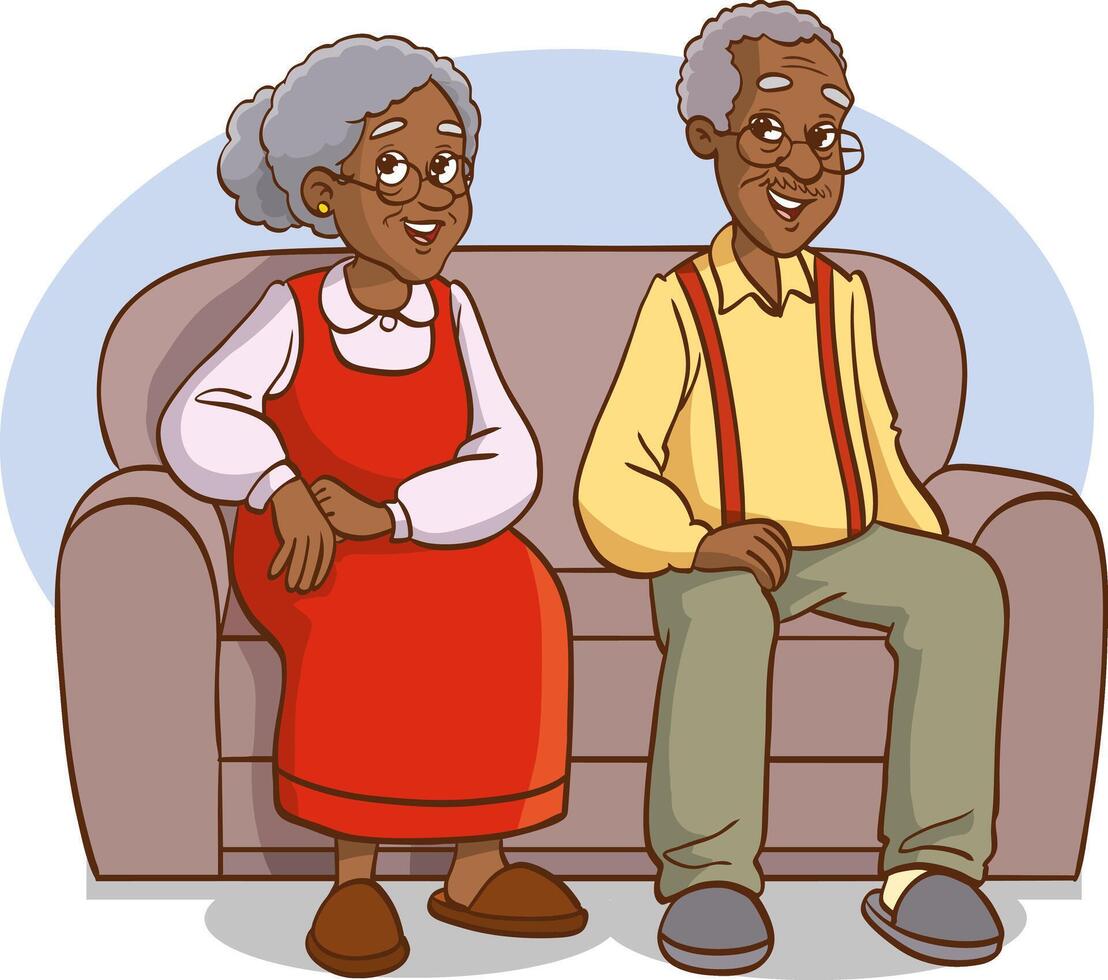 Elderly couple sitting on a couch vector
