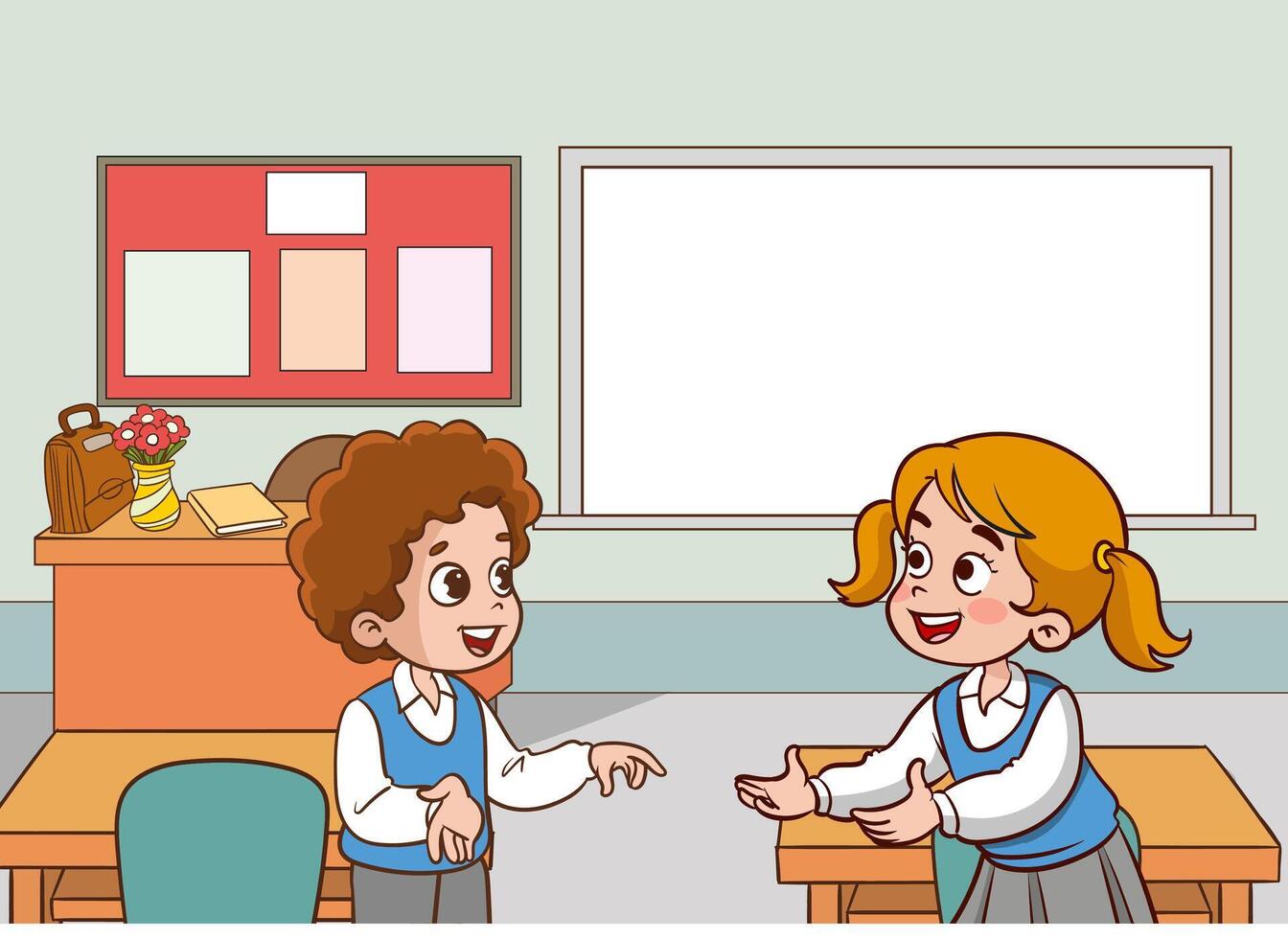 cute small students talking together vector