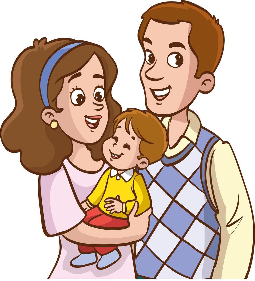 Family with child smiling in portrait vector