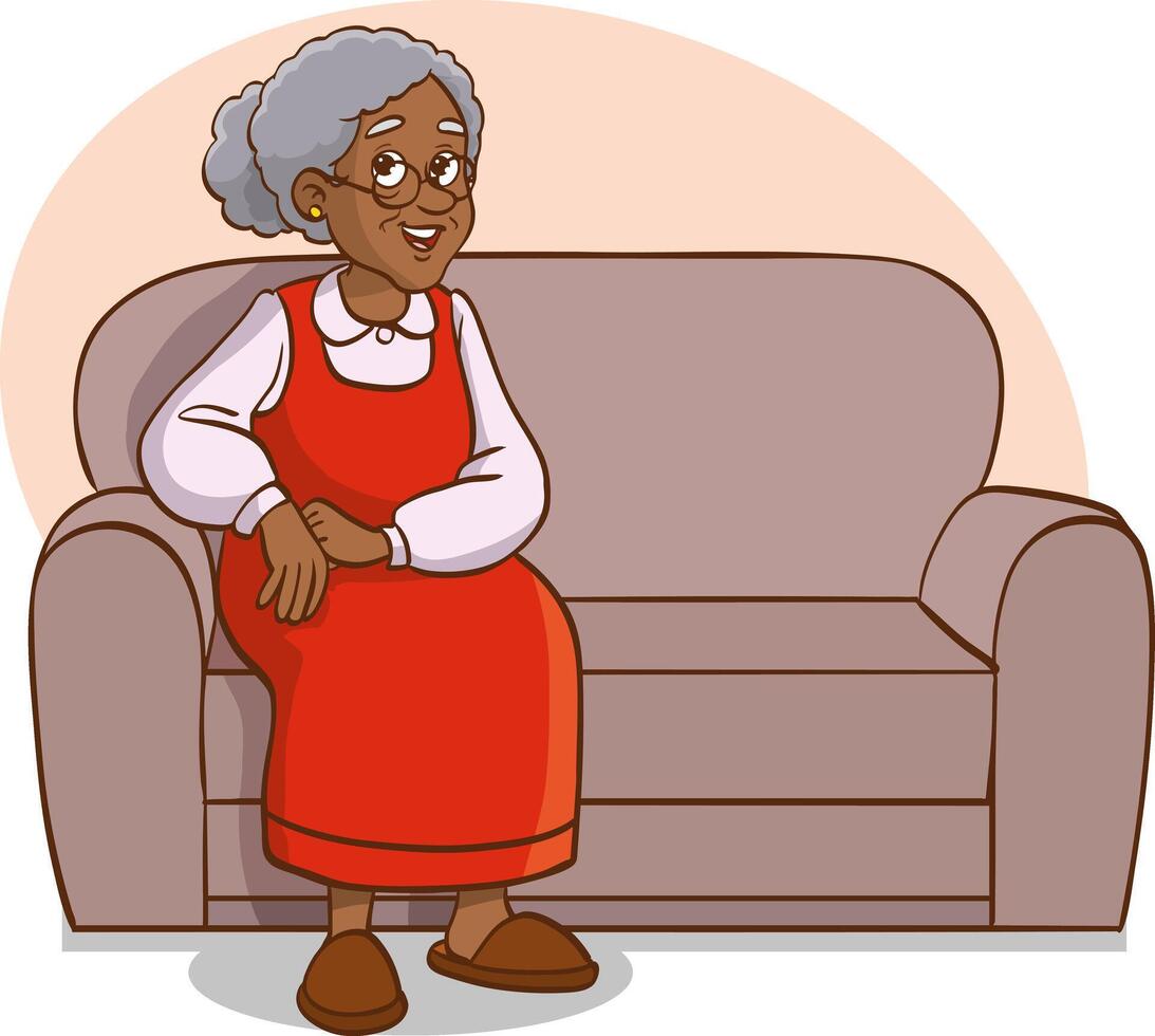 Grandmother are relaxing on their sofa vector