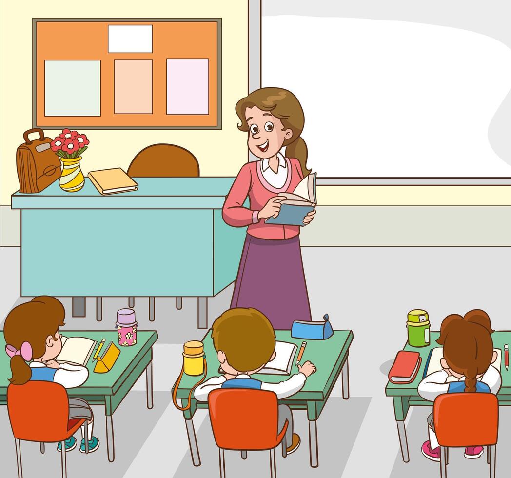Teacher Teaching in Classroom vector