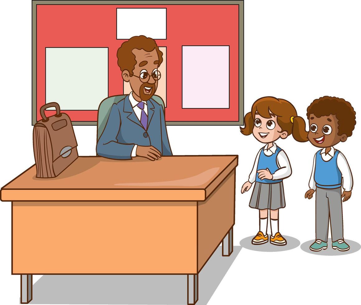 Lesson Classroom with students and teacher vector