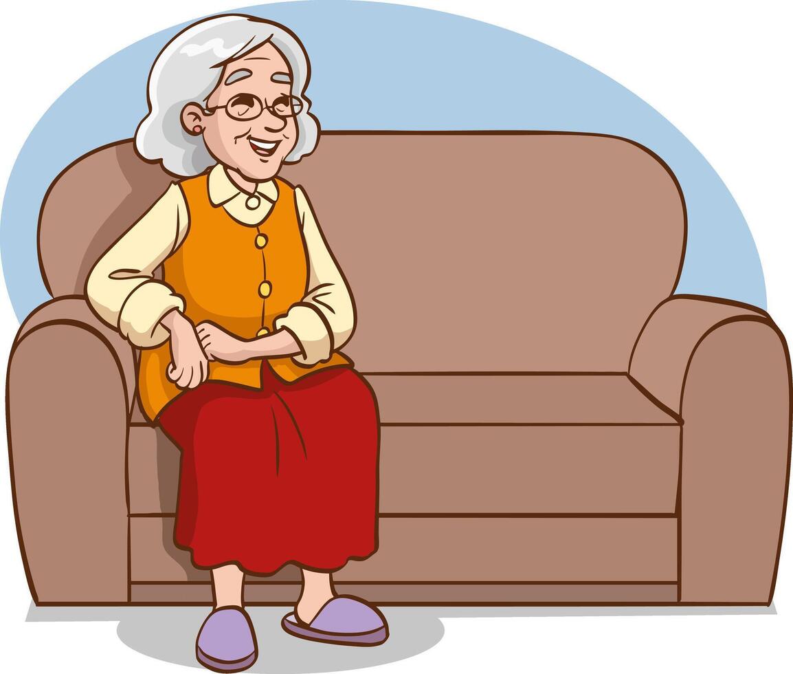 Grandmother are relaxing on their sofa illustration vector