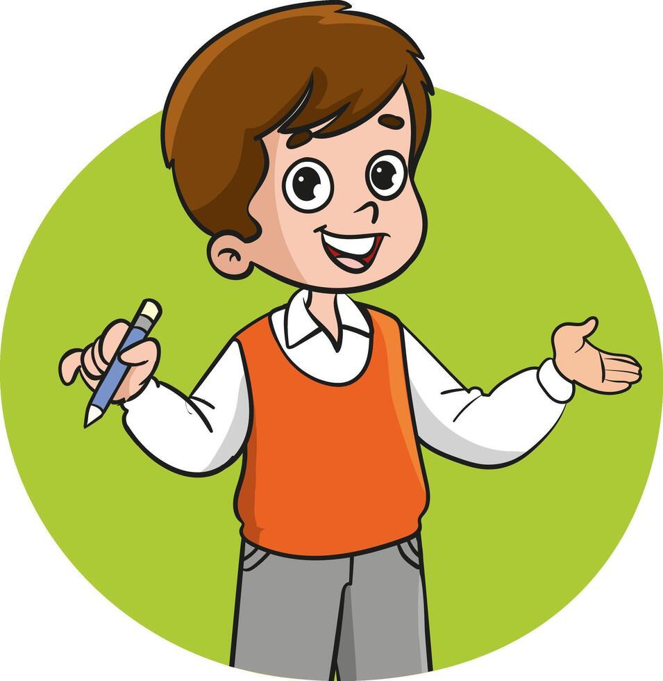 cute student boy illustration vector