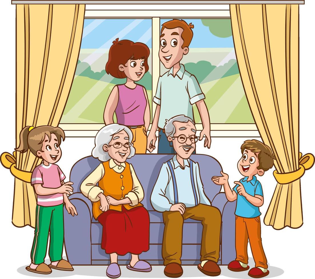big family together illustration vector