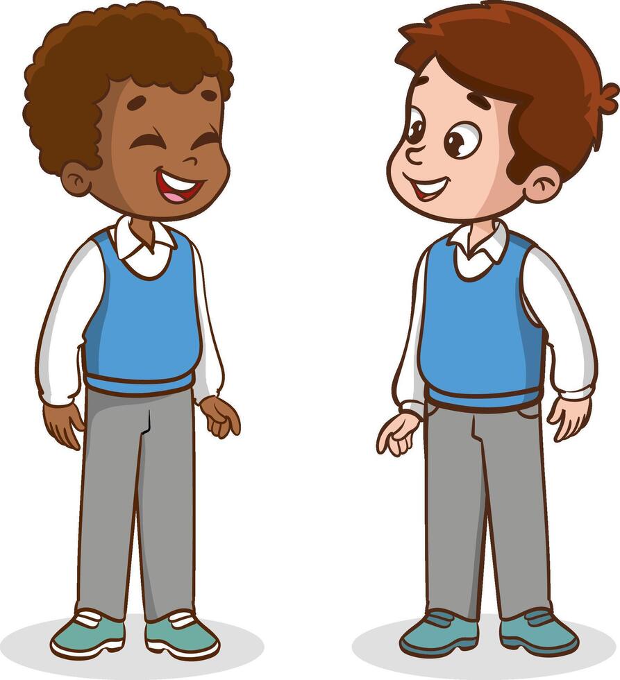 cute students talking vector