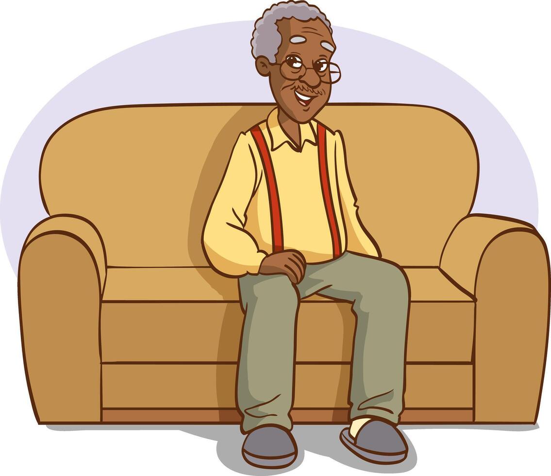 Grandfather are relaxing on their sofa vector