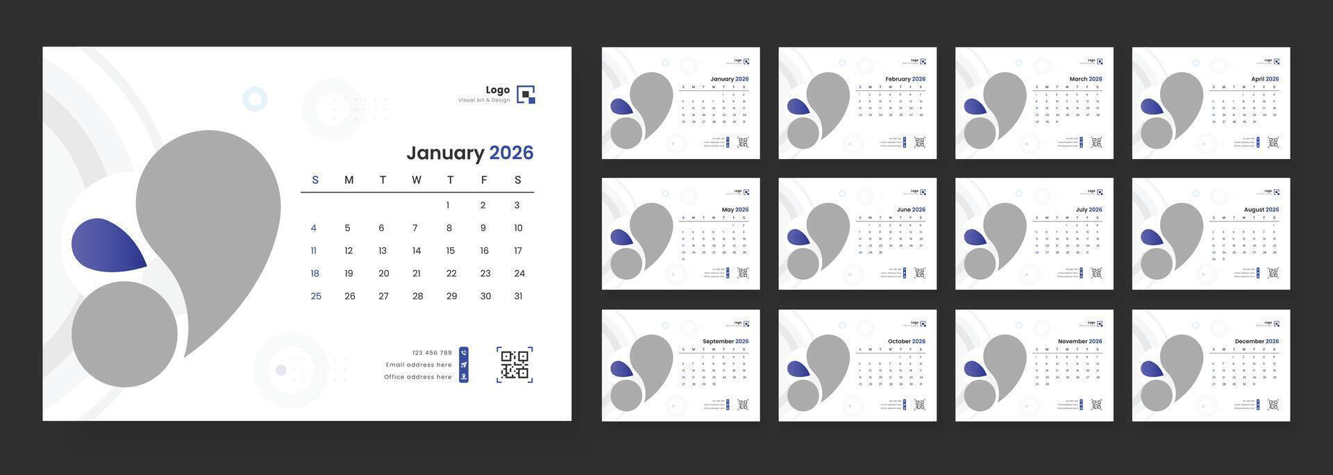 January 2026 calendar design vector