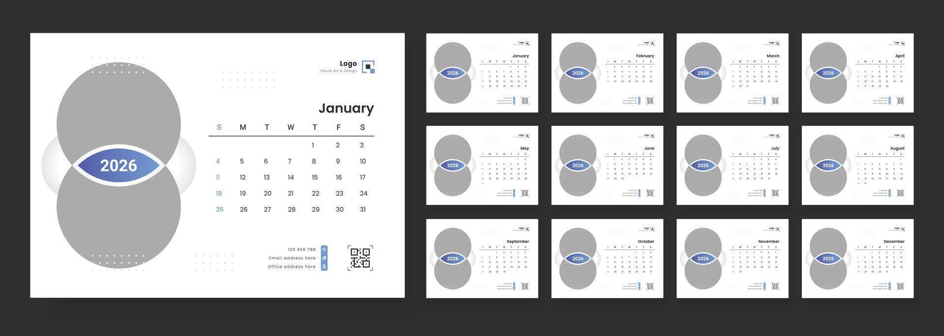 Stylish 2026 calendar design layout vector