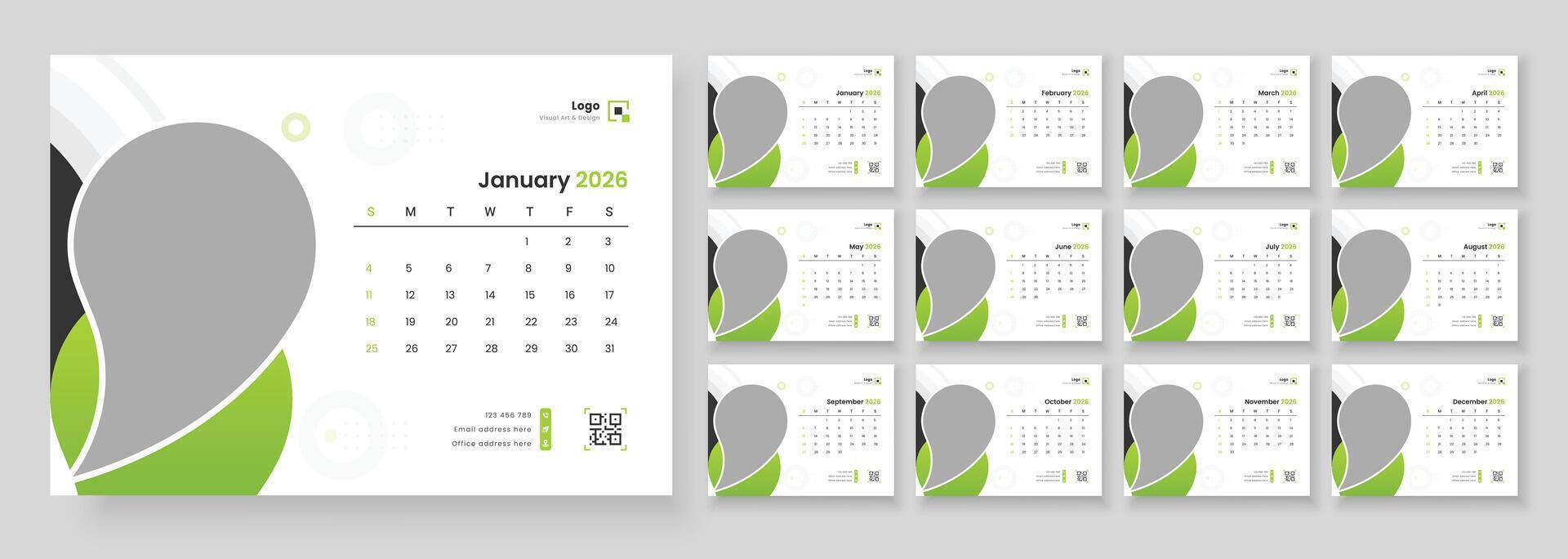January 2026 calendar design vector
