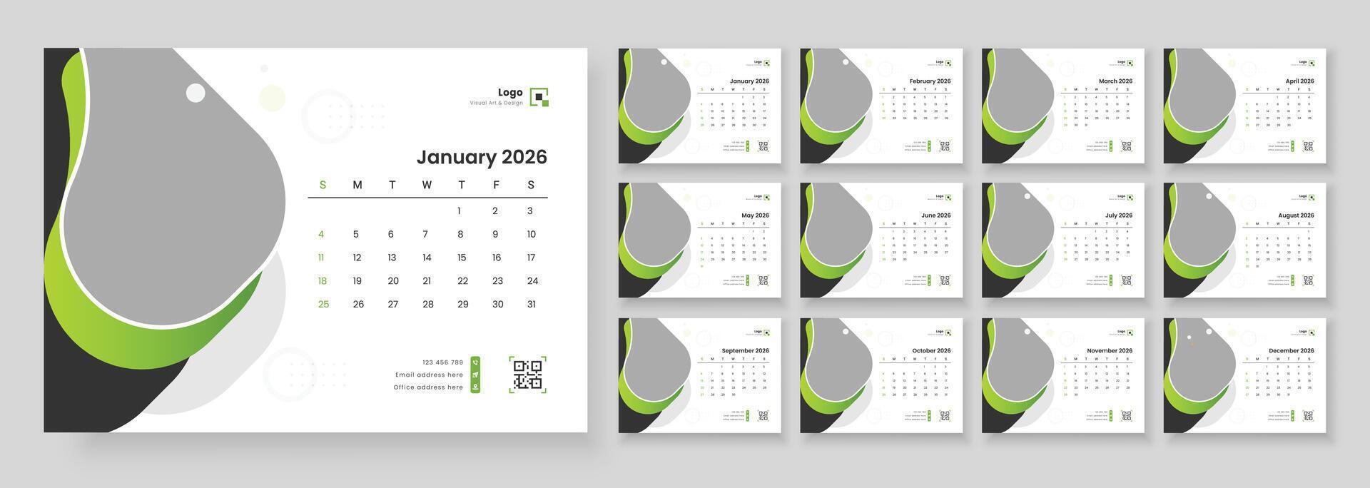 January 2026 calendar design vector