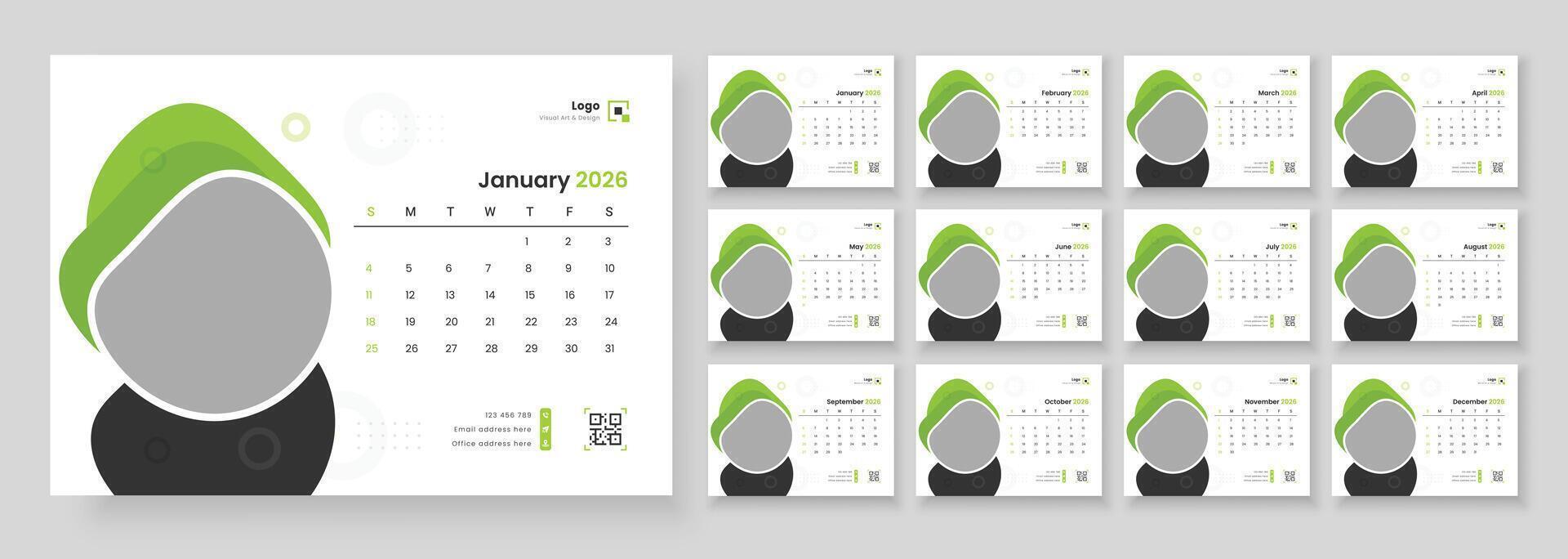 January 2026 calendar design vector