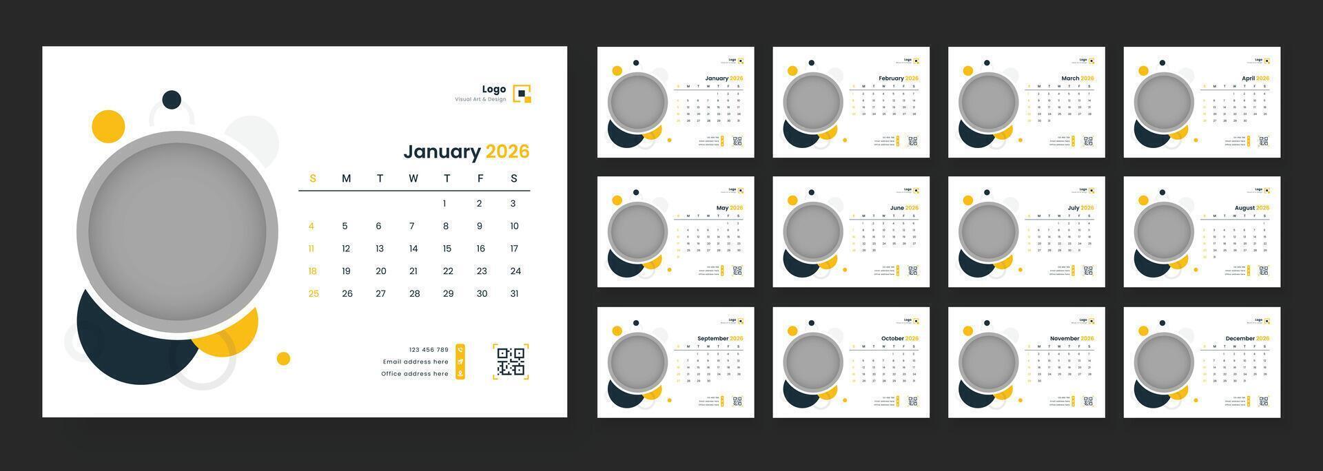 January 2026 calendar design vector