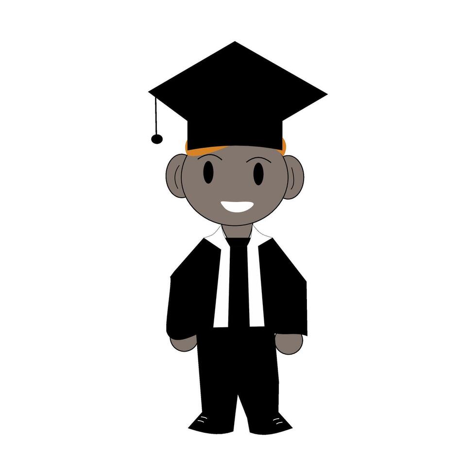 A cartoon black man wearing a graduation cap and gown vector