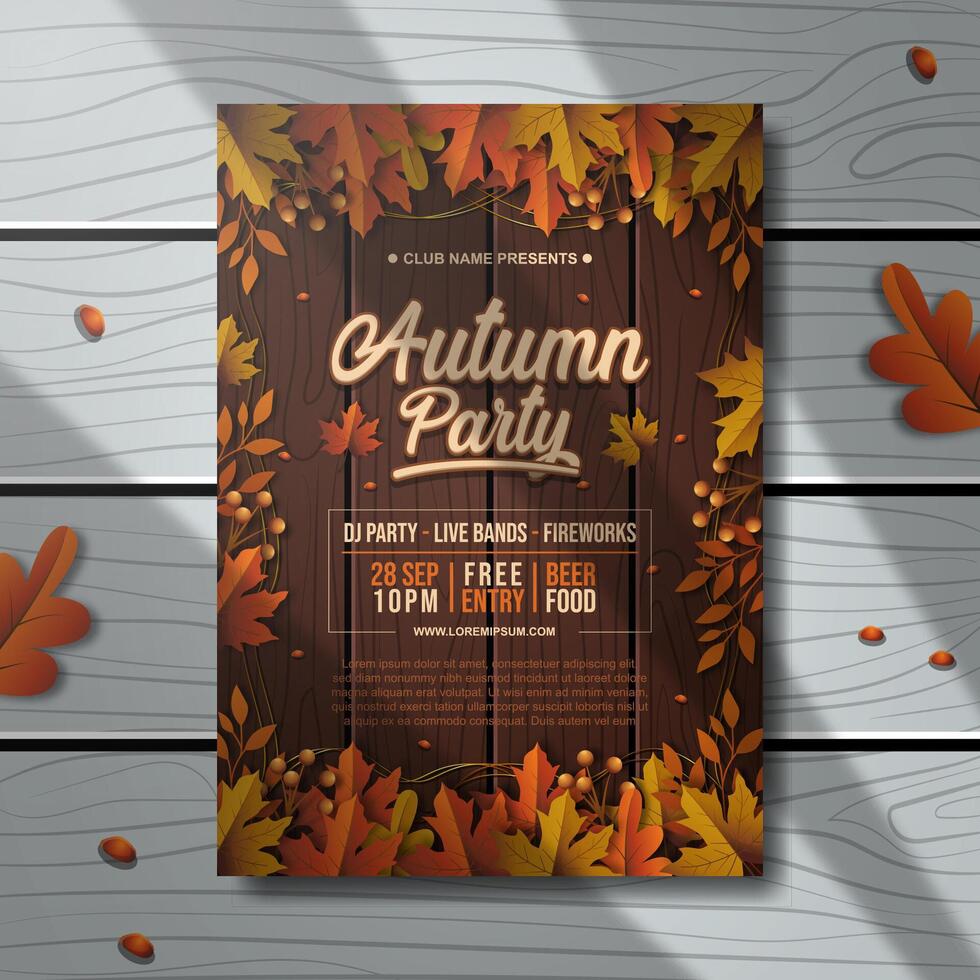 Autumn party flyer with festive design vector