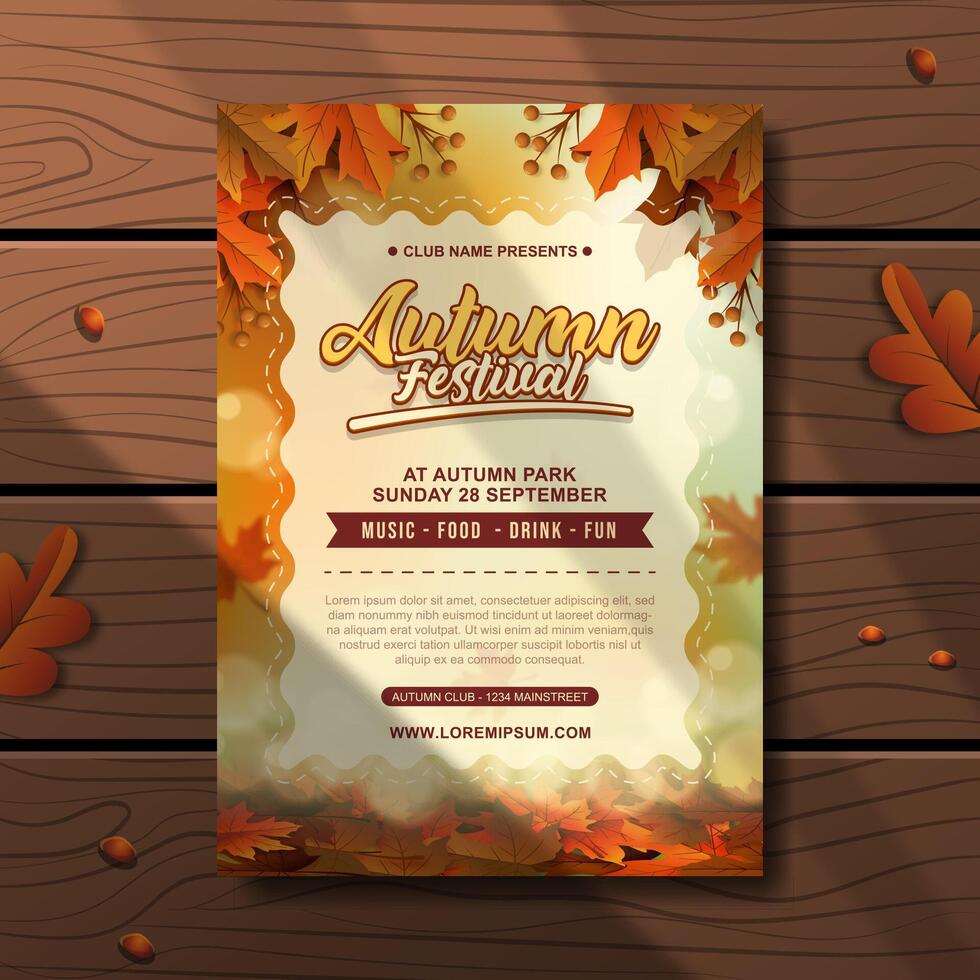 Autumn Festival flyer with details vector