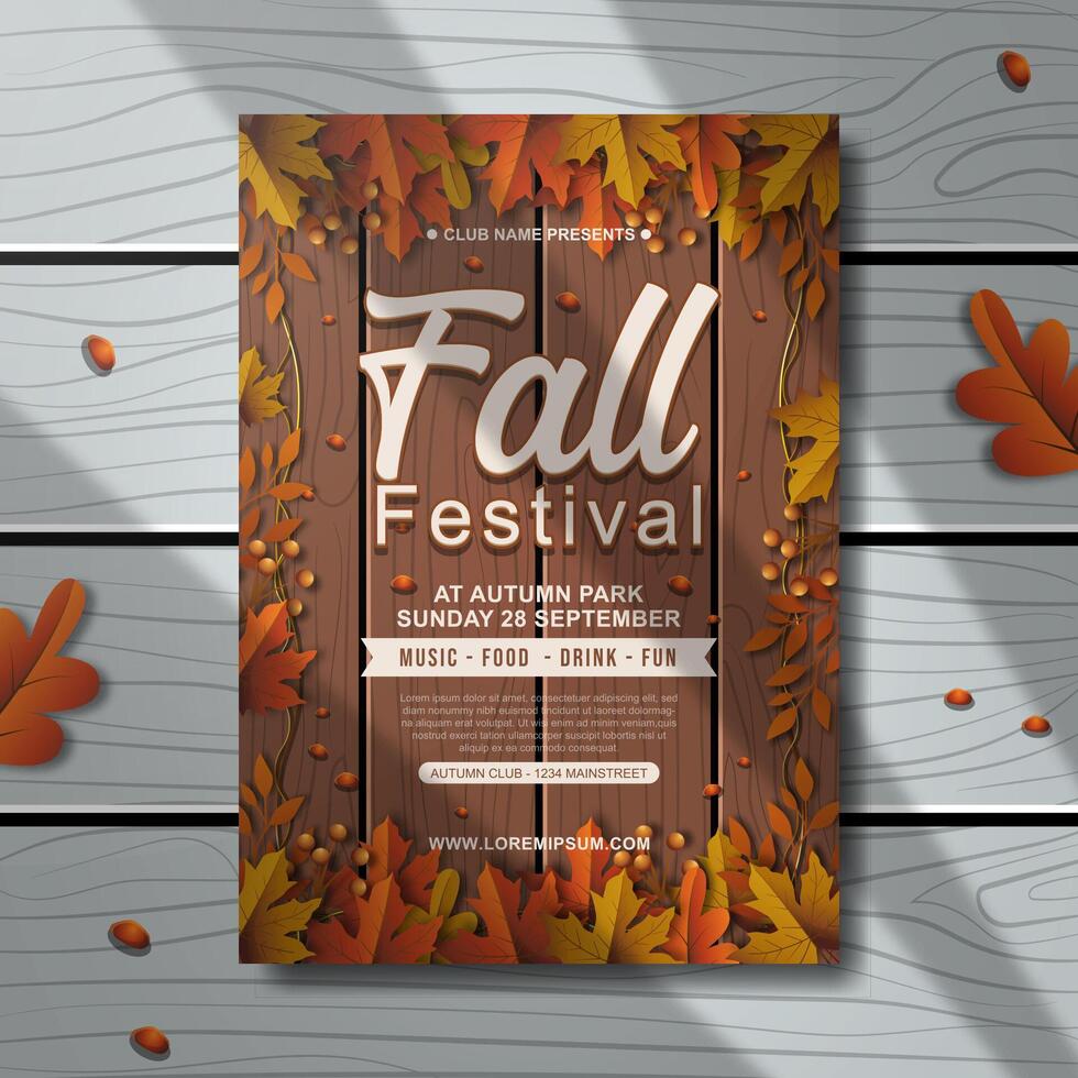 realistic vertical autumn poster template illustration vector