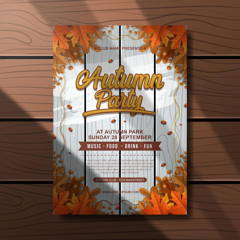 Autumn party flyer with leaves vector