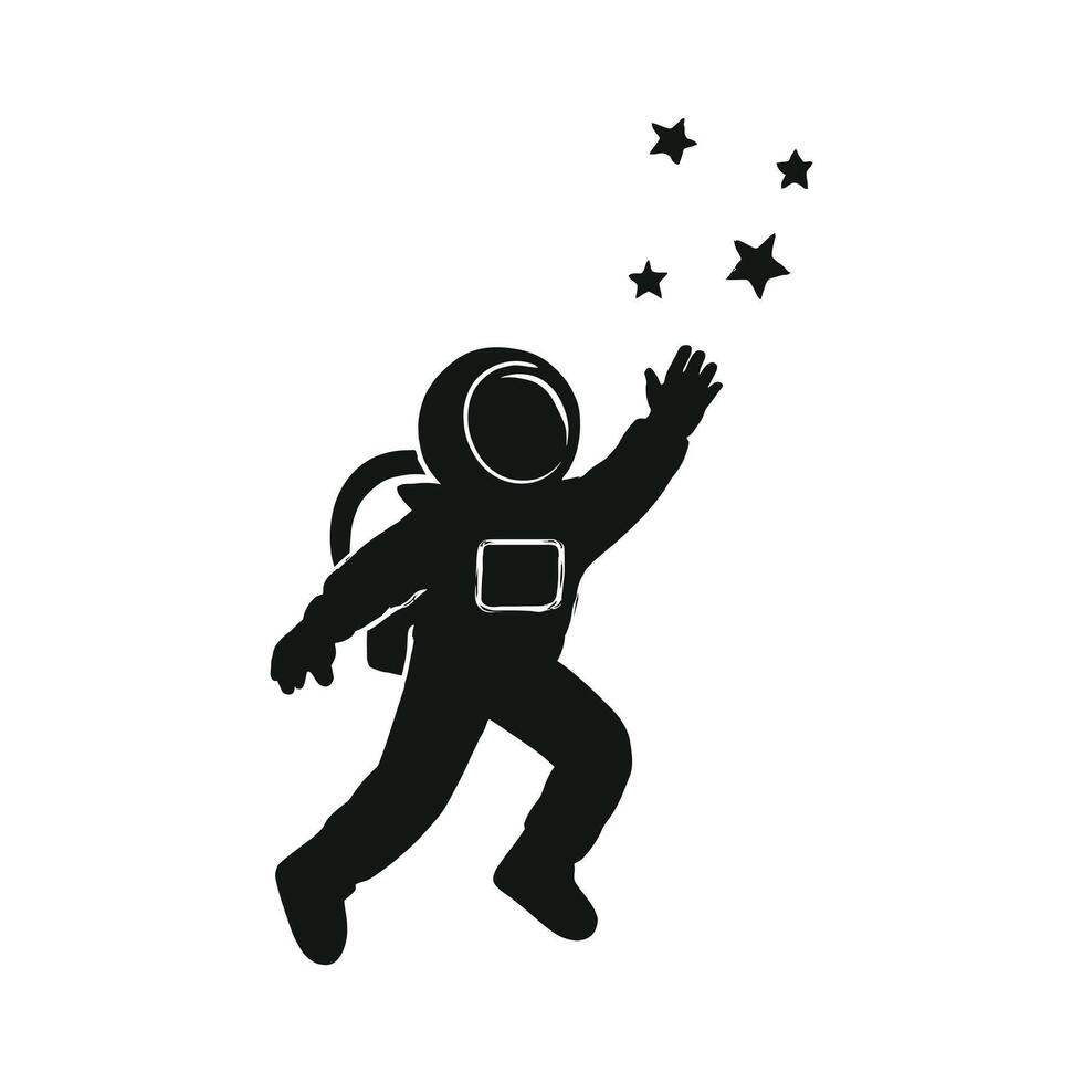 Astronaut Floating and Reaching for Stars Silhouette vector