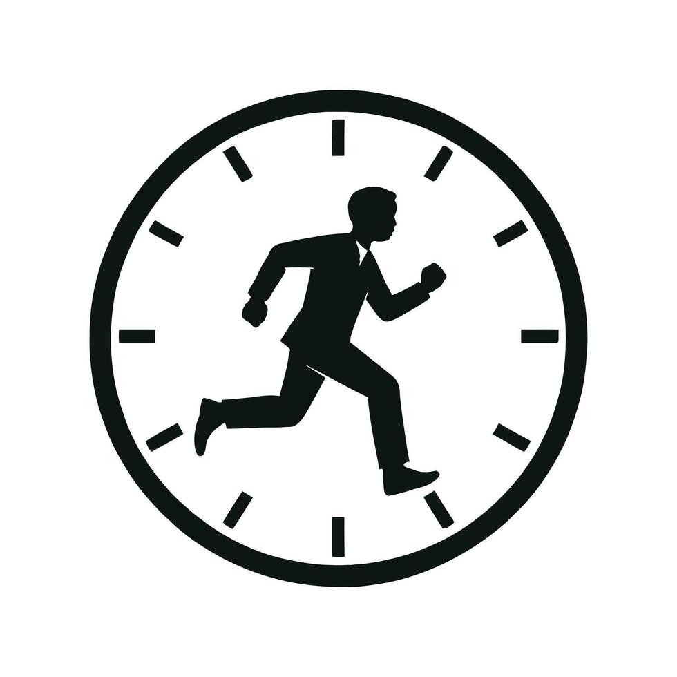 Businessman Running Inside Clock Representing Time Management Pressure vector