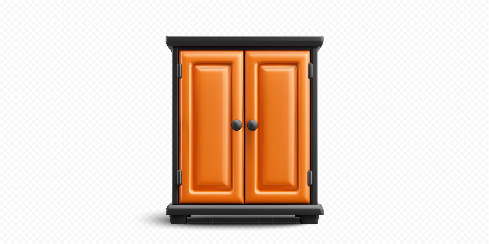 Orange and black cabinet design vector
