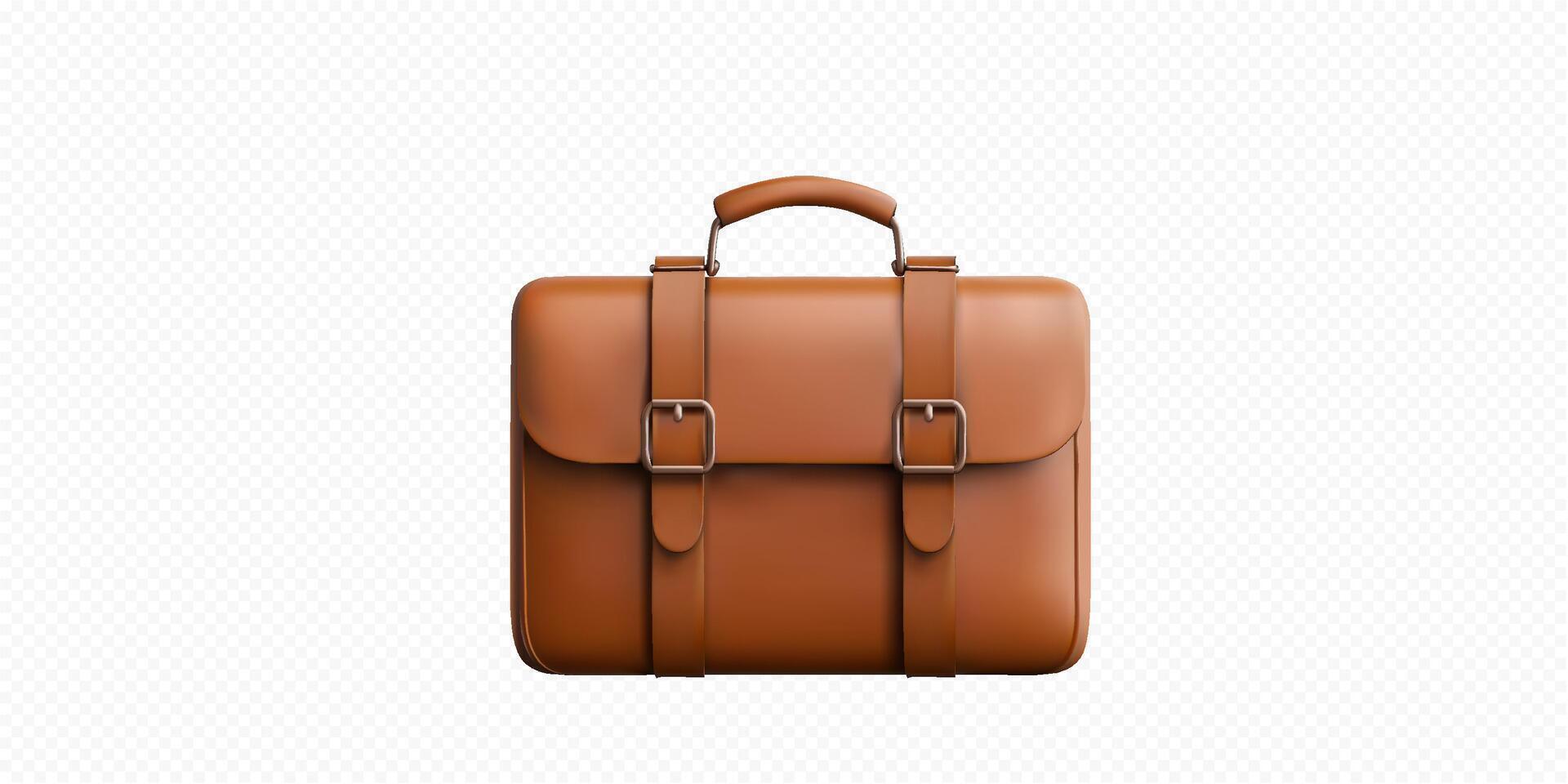 Brown leather briefcase with straps vector