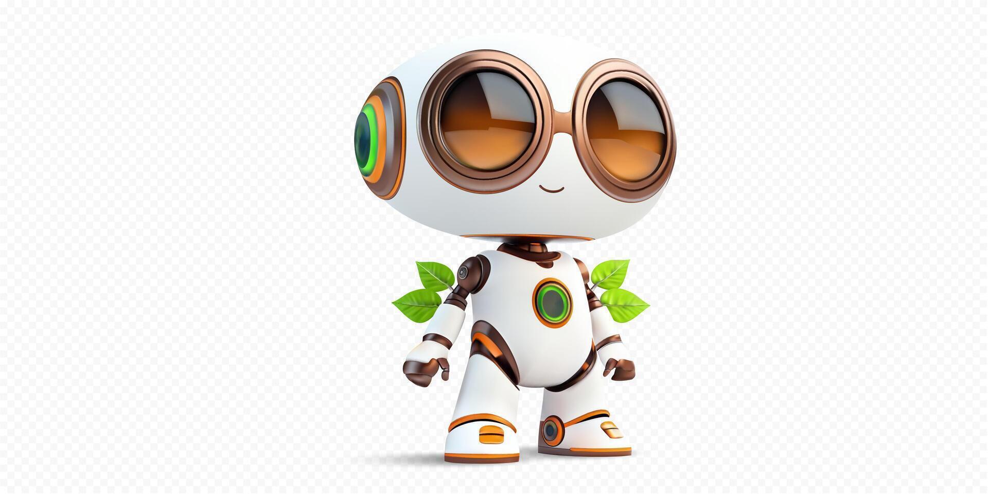 cute robot with leaves vector