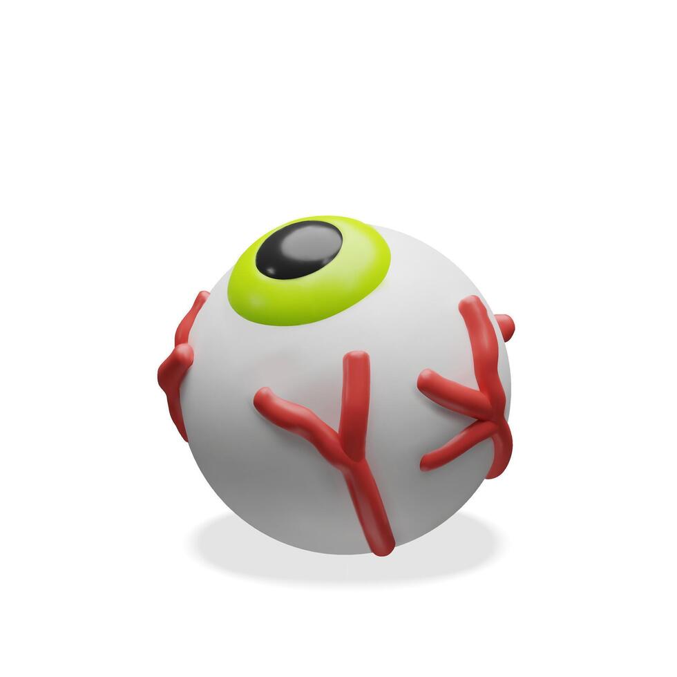 Creepy 3D eyeball illustration blending medical realism with a Halloween twist. Great for spooky graphics or anatomy-inspired decor. Great for posters, monster designs, or creepy candy elements. vector
