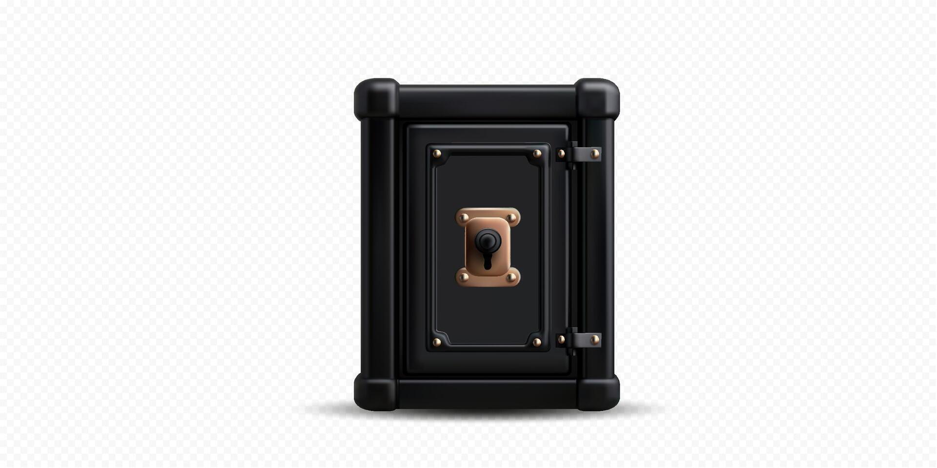 Black safe with lock and key vector