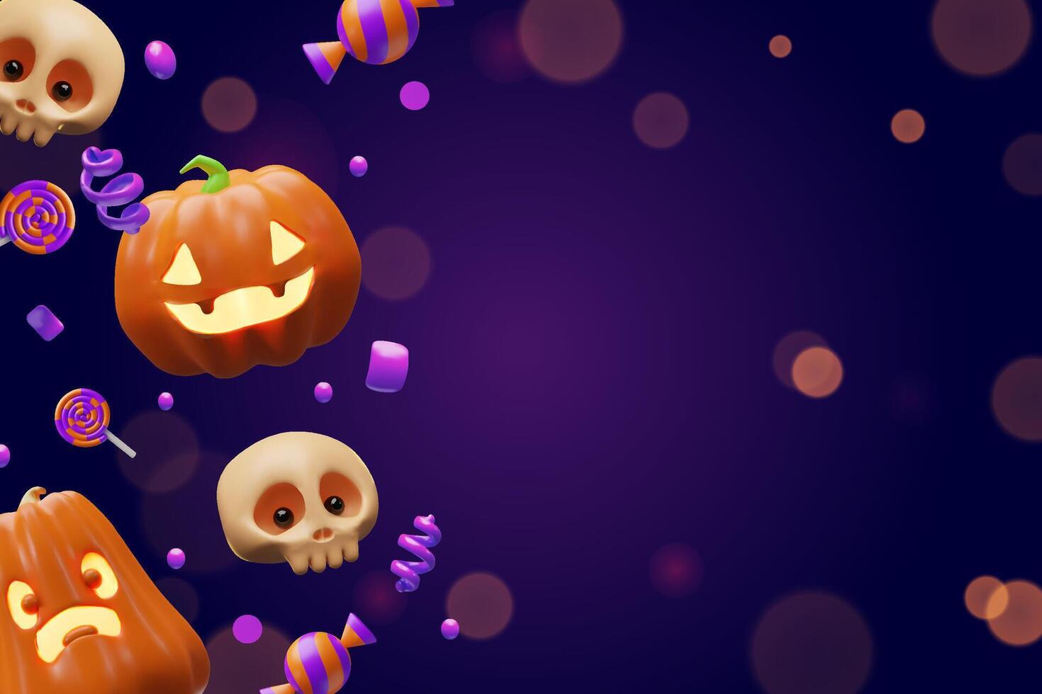 Halloween pumpkins and skulls with candy vector