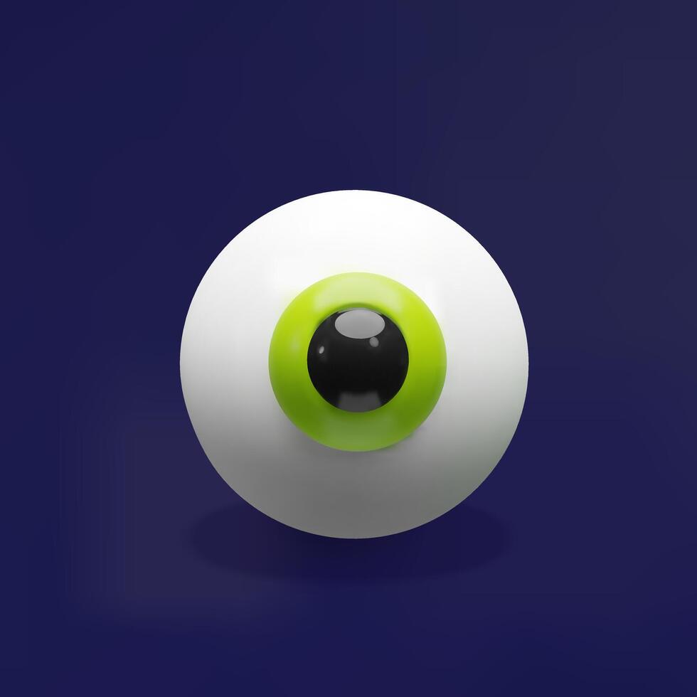 3d eyeball. Three-dimensional illustration eye vision. Anatomy design concept. Optical iris, retina graphic icon. Halloween symbol of creepy sphere. Science about health human vision vector
