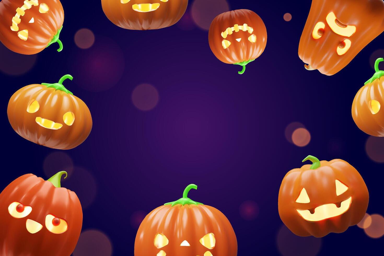 Glowing carved pumpkins for Halloween vector