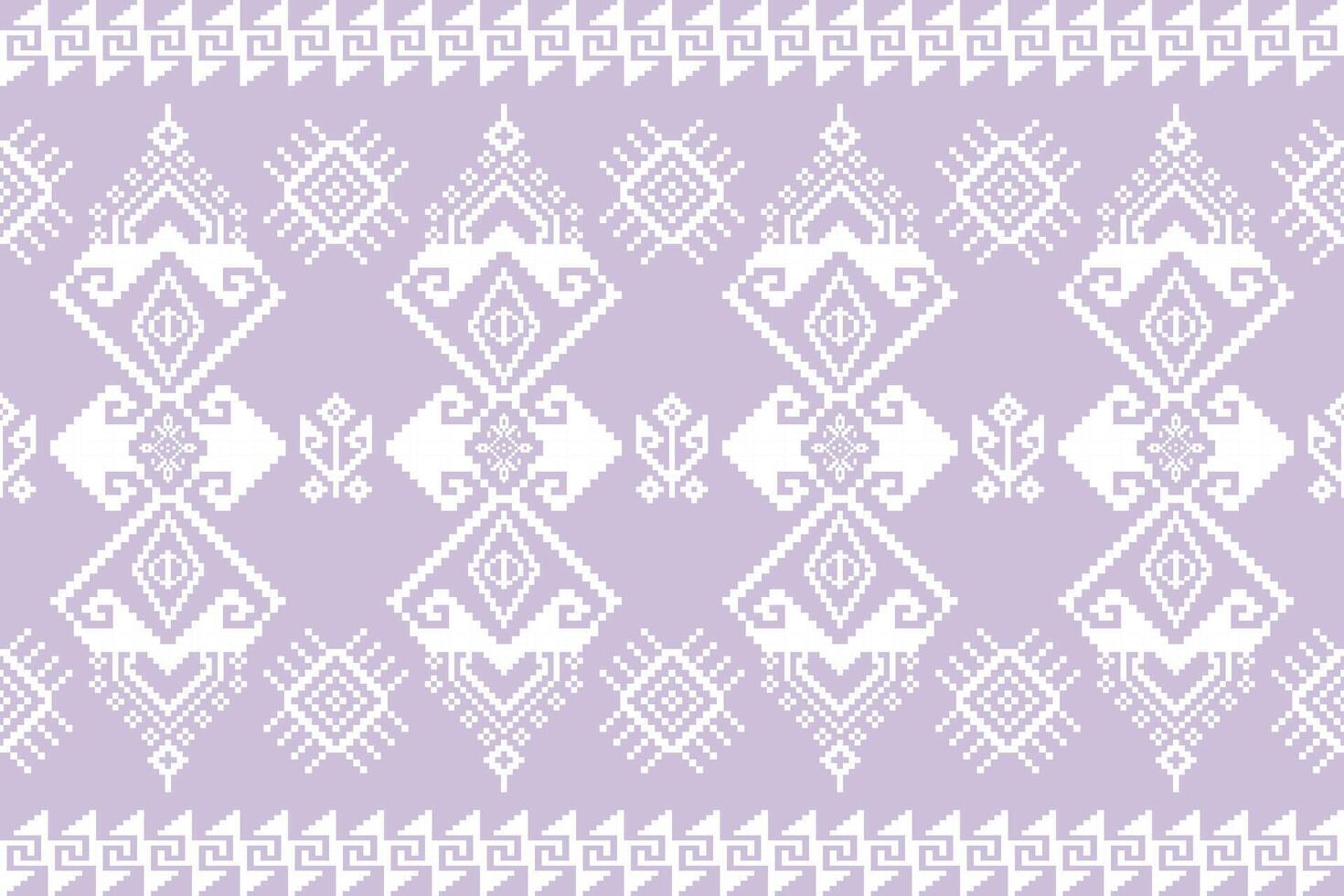 Lavender Thai Pixel Seamless Pattern. Minimalist Pastel Ethnic Design. A blend of pixel symmetry and soft color palette perfect for modern design needs. vector