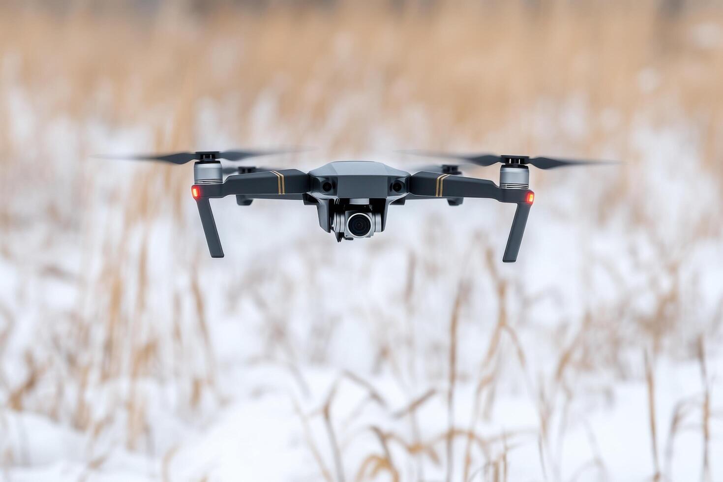 Drone Flight Over Snowy Landscape Aerial Photography and Winter Scenery. High tech drone captures breathtaking views of a snow covered landscape, showcasing the beauty of winter nature. photo
