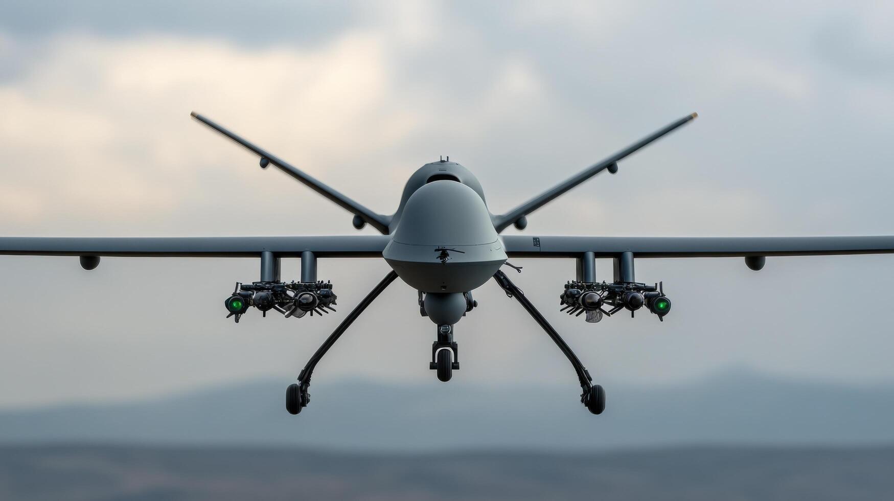 Unveiling the Power of Military Drones A Technological Marvel in Aerial Warfare. High tech drone technology, advanced weaponry, and strategic military applications. photo