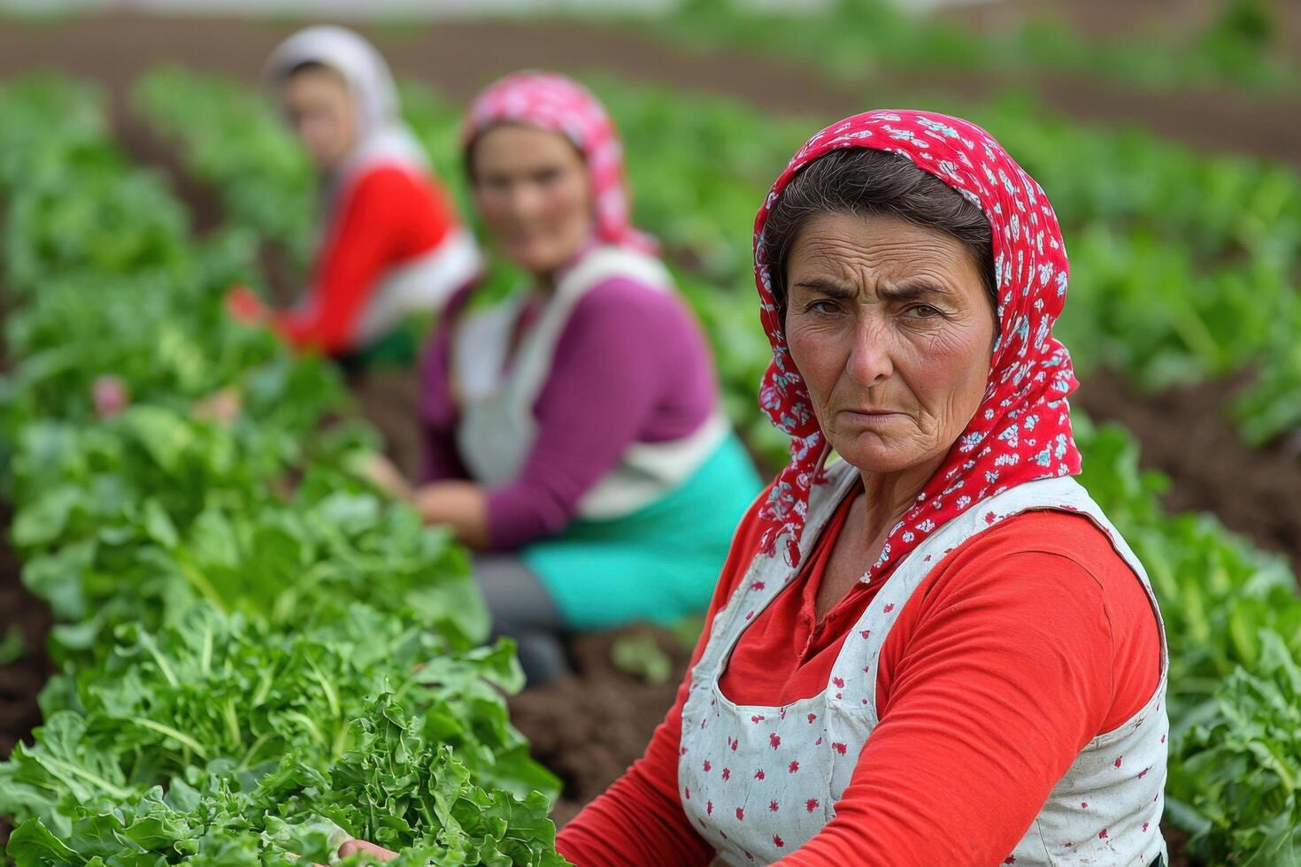 Portrait of a Female Farmer Working in a Vegetable Field. A photo depicting the hard work and dedication of farmers in rural areas