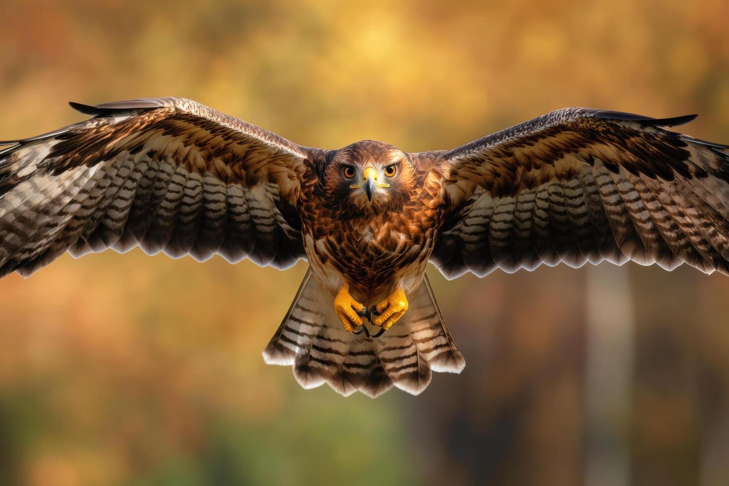 Majestic Raptor in Flight A Stunning Aerial View of a Powerful Bird photo