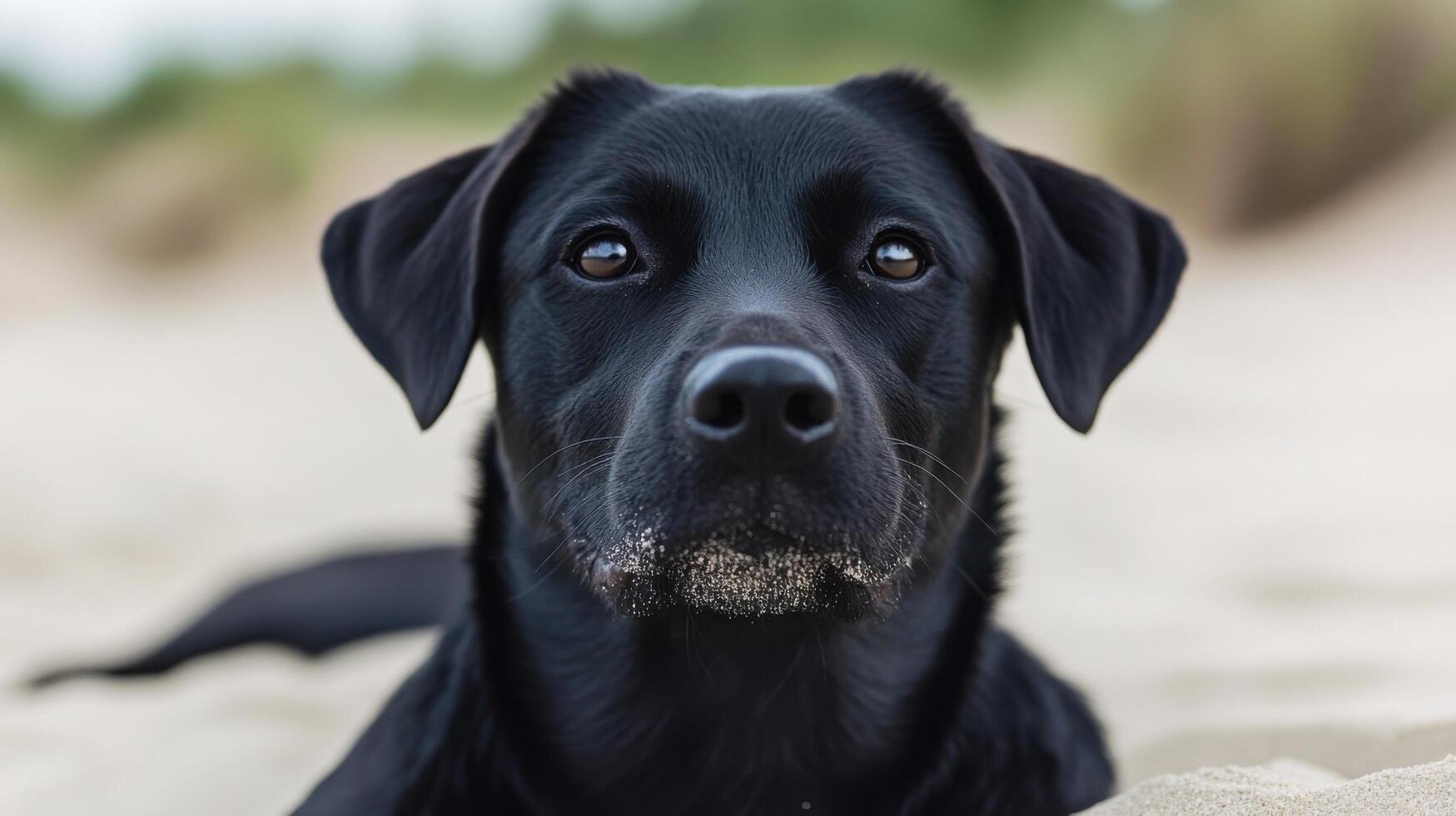 of a Black Labrador Retriever on the Beach photo