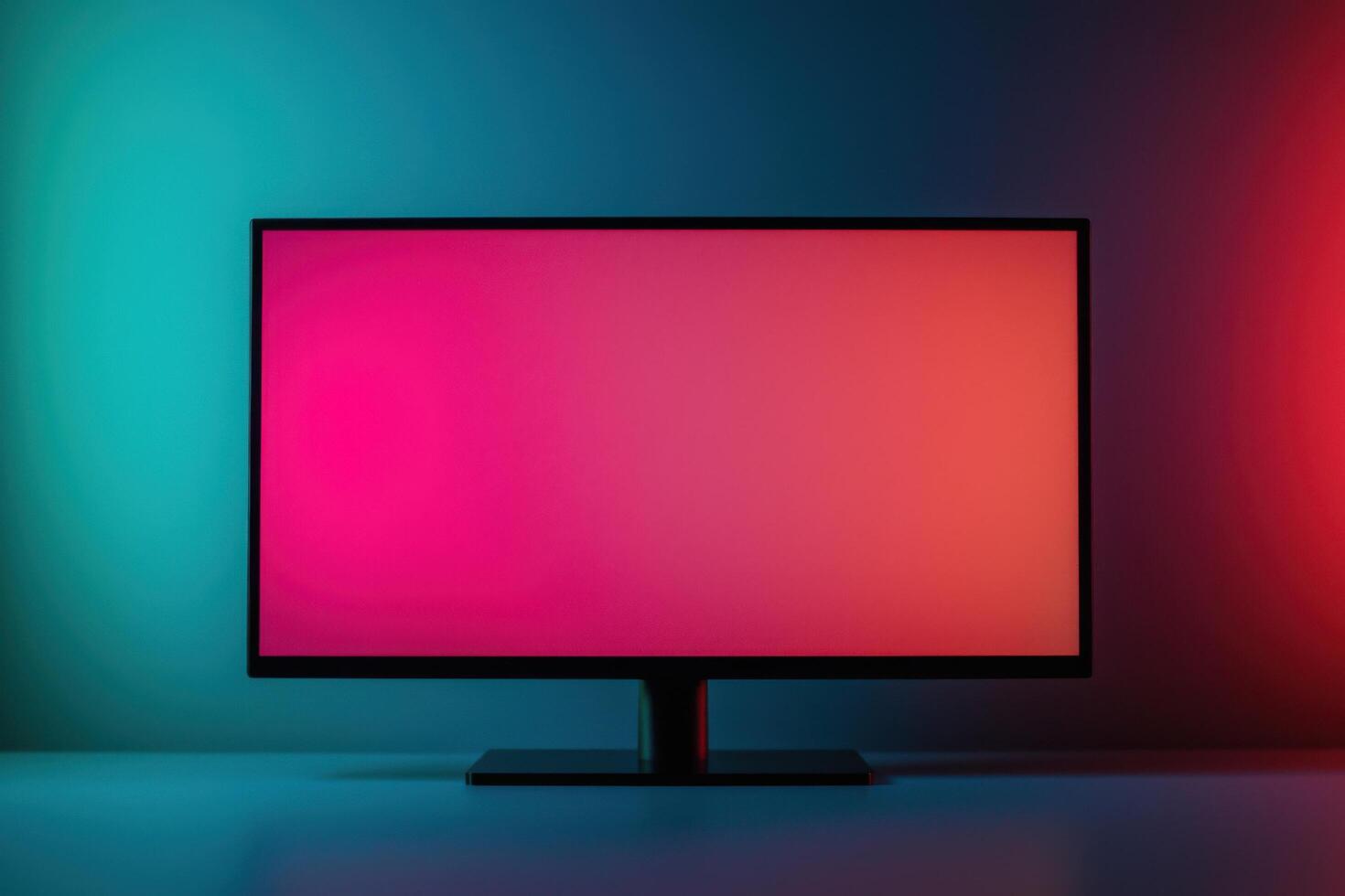 Vibrant Gradient Screen Display in a Modern Home Entertainment Setup photo