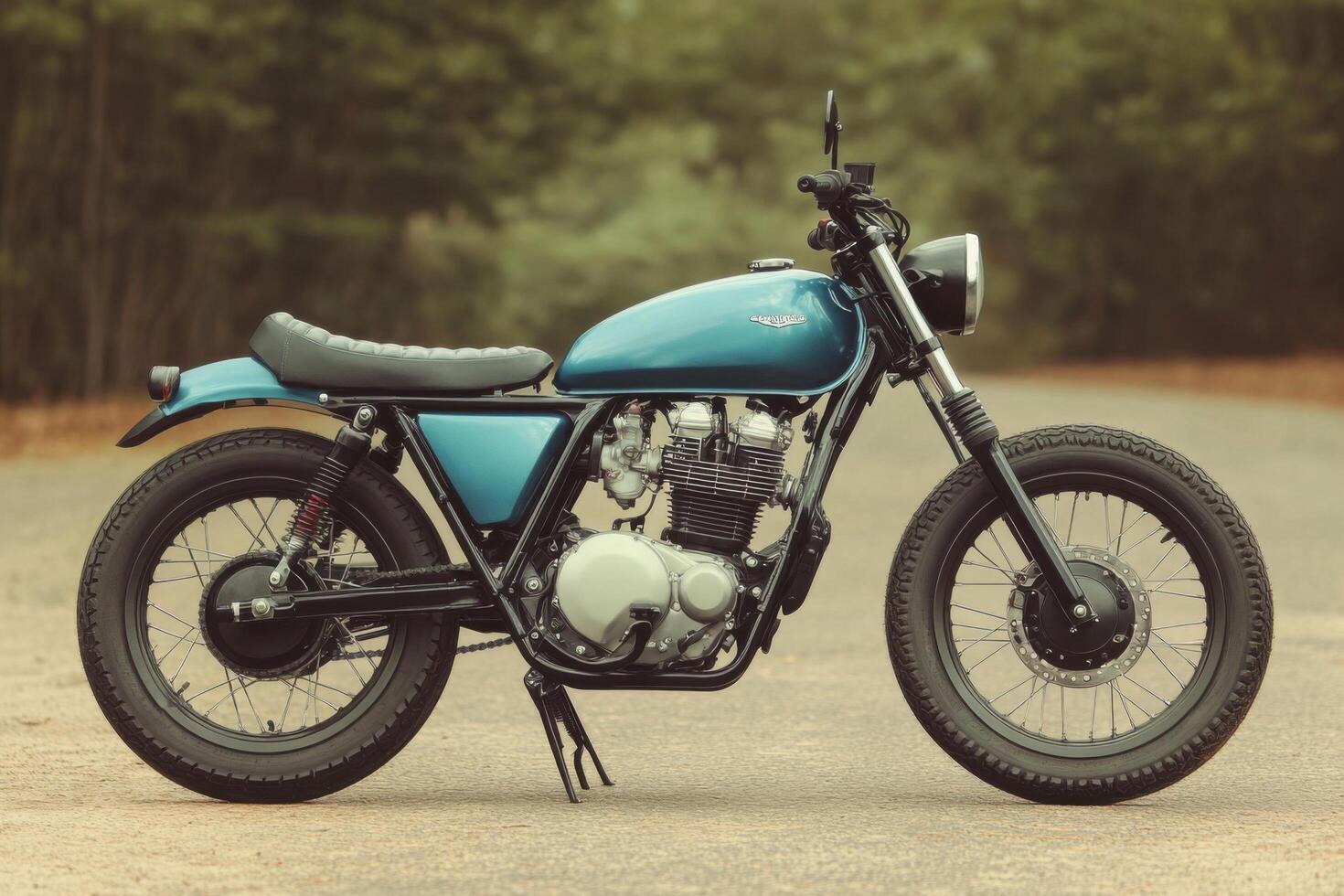 A Timeless Blue Motorcycle, Perfect for a Retro Road Trip photo