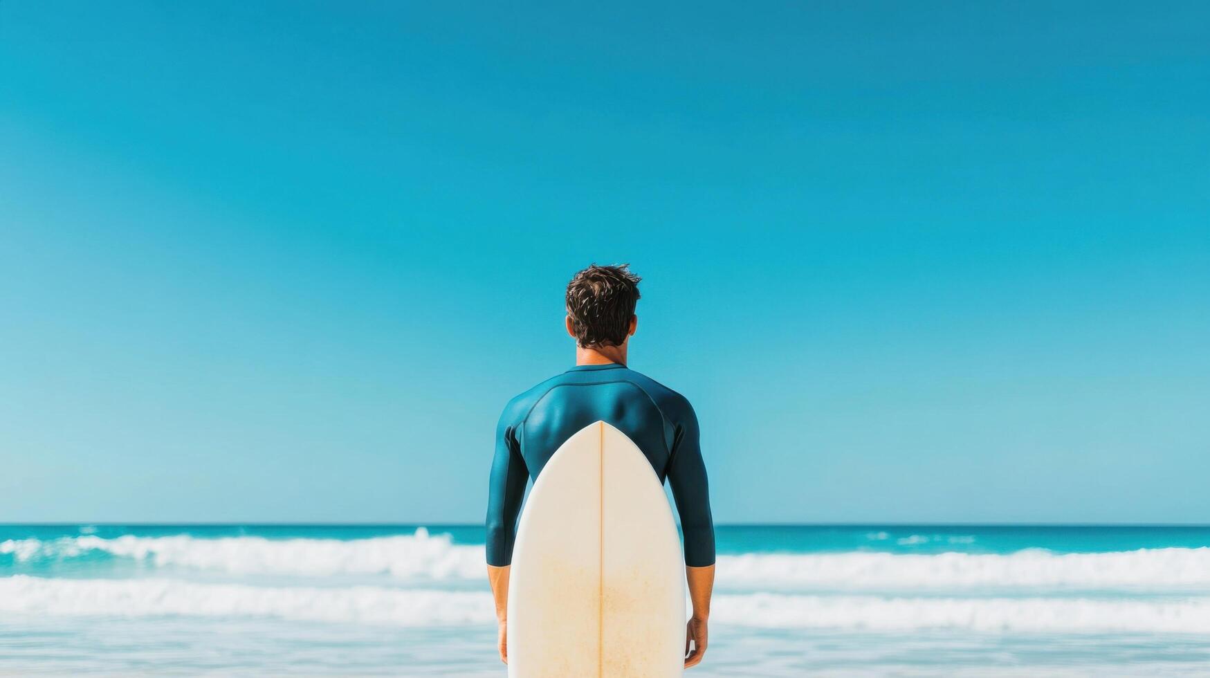 Peaceful Surfer on a Sunny Beach Day 2 photo