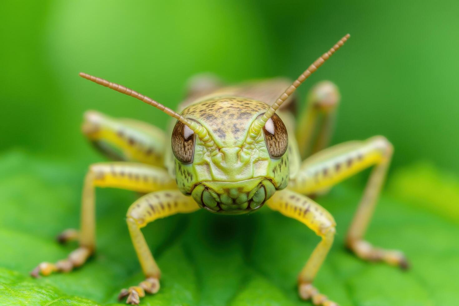 of a Grasshopper on a Leaf photo