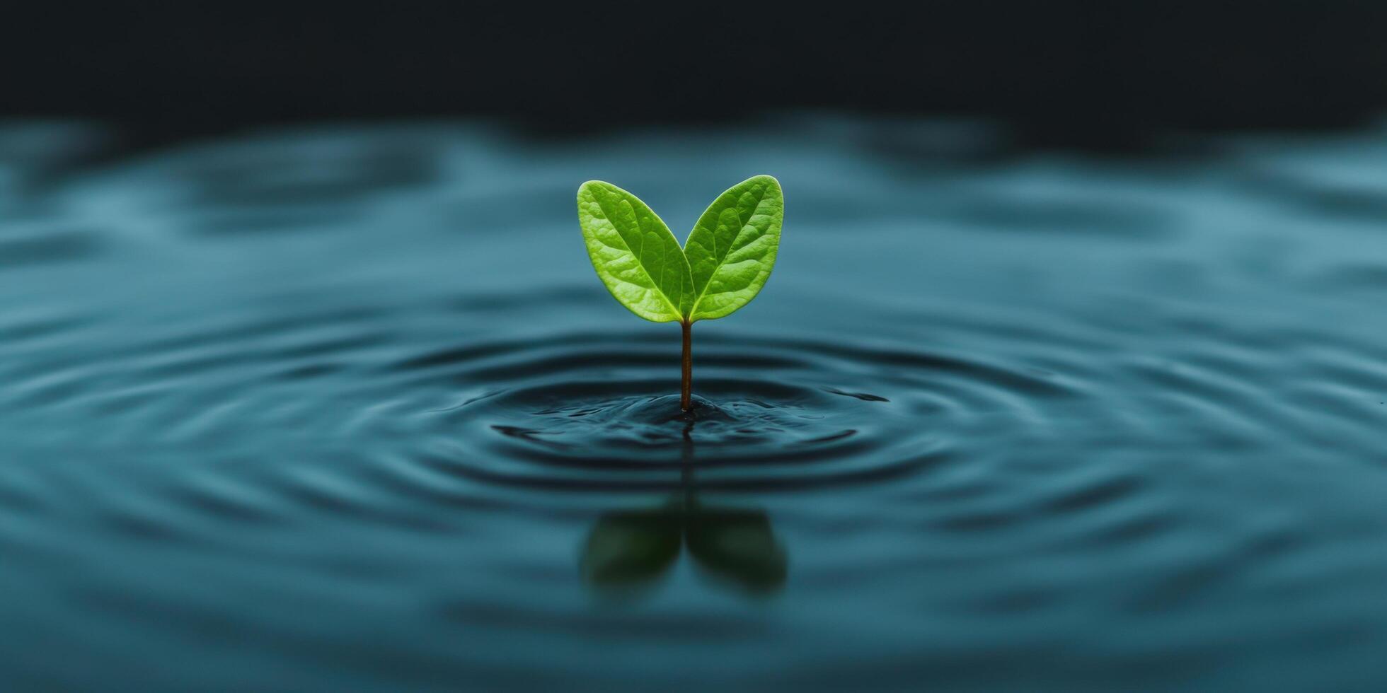 A Tiny Sprout Emerging from Water A Symbol of Renewal and Hope photo
