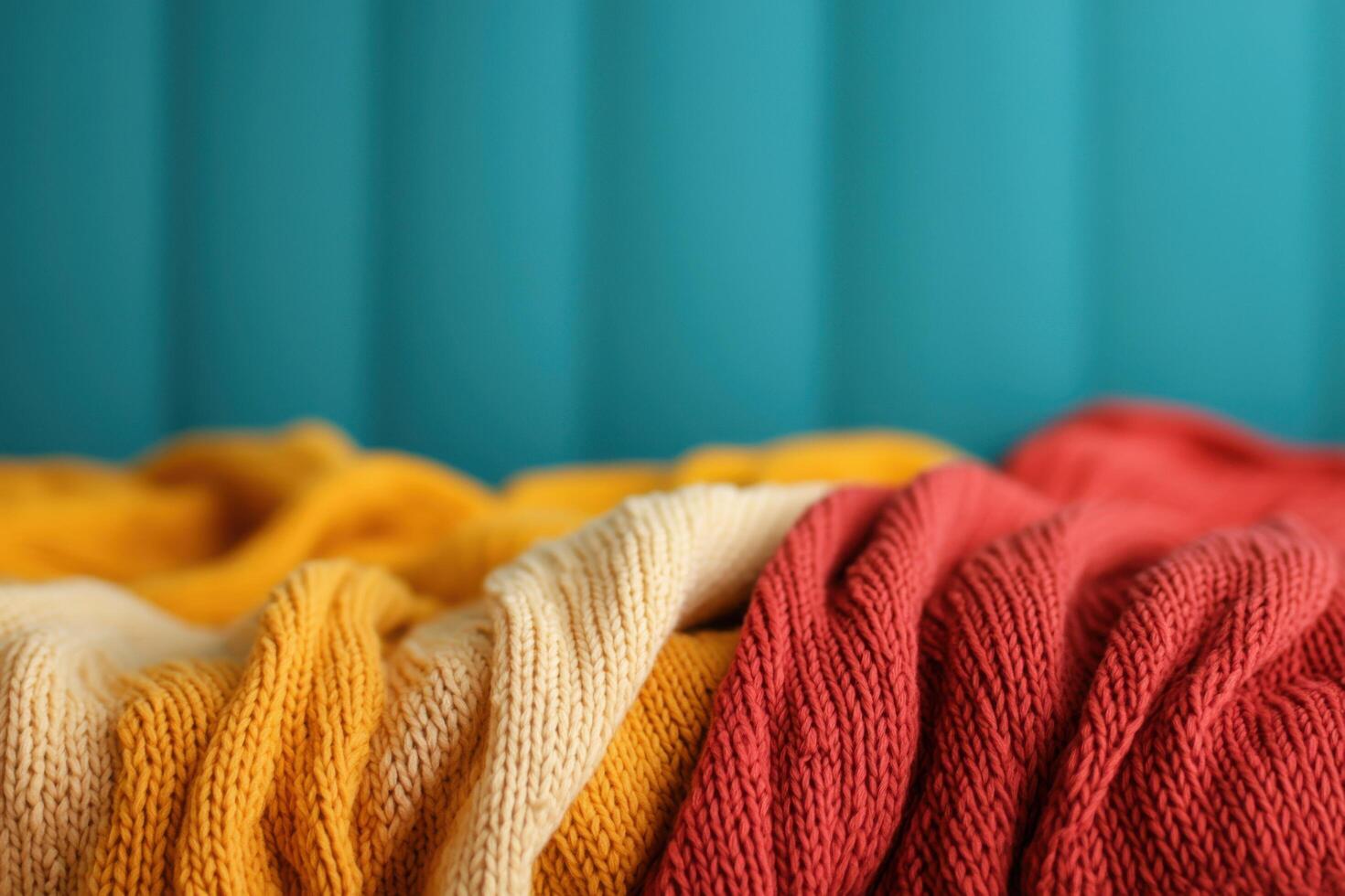 Multicolored Knitted Throws Cozy Autumnal Textures photo