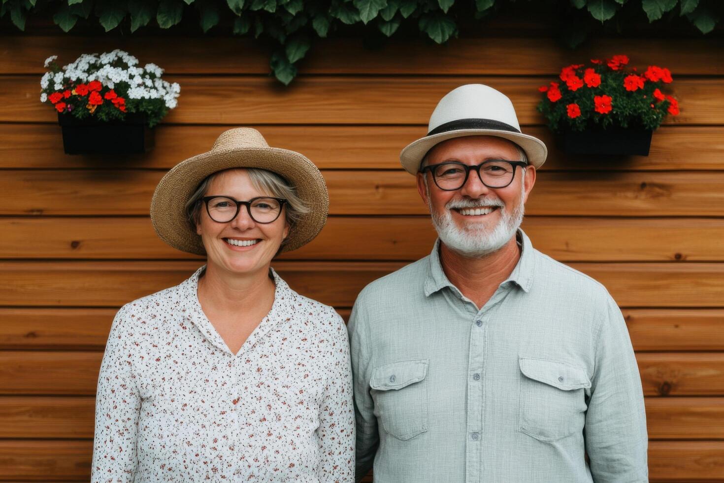 Portrait of a Happy Senior Couple Smiling Together A Captivating Image Showcasing the Joys of Retirement and Togetherness. A Perfe photo