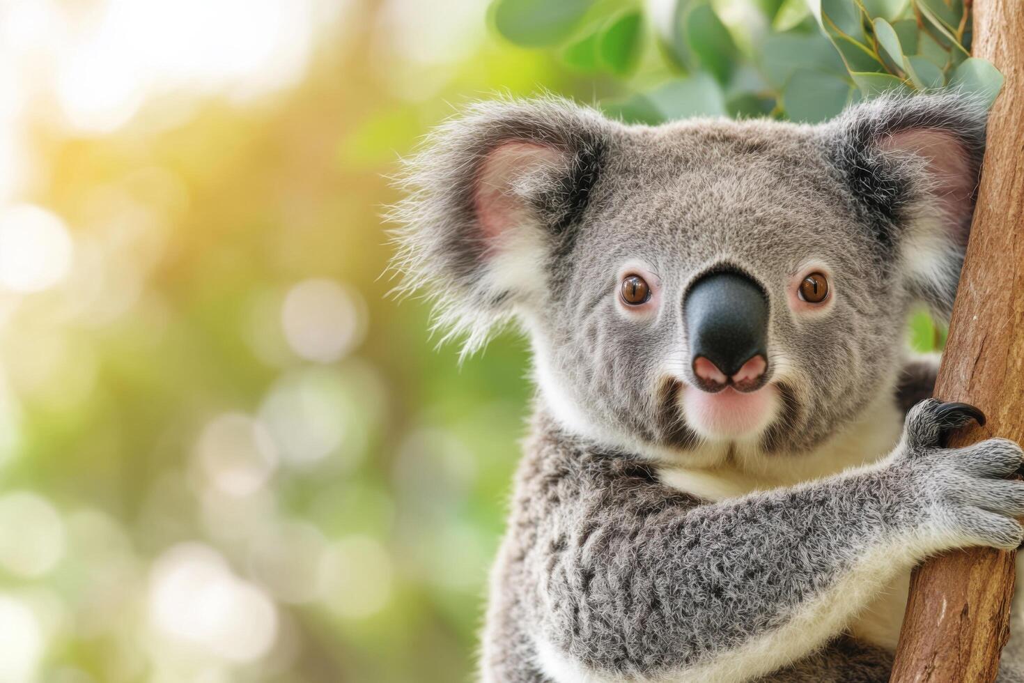 Adorable Koala in its Natural Habitat A Captivating Portrait of Australian Wildlife. Discover the beauty of this unique marsupial, photo